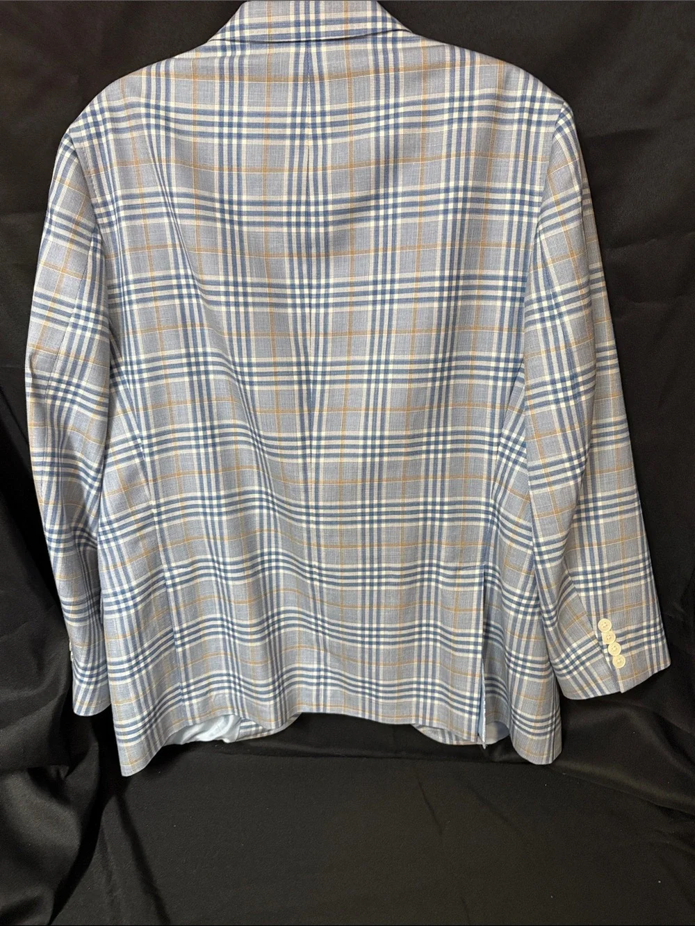 Light Blue Plaid Men's Sport Coat with Tan Windowpane